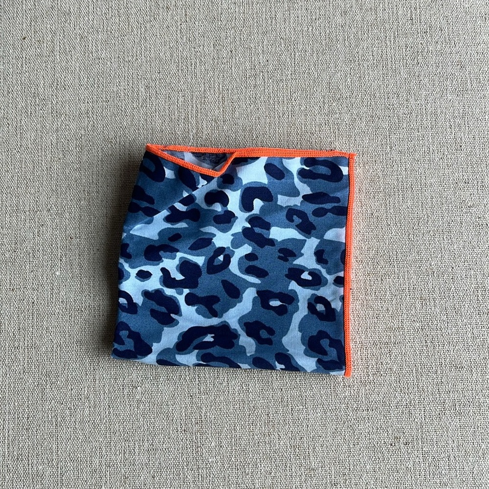 Blue Leopard Print Pocket Square